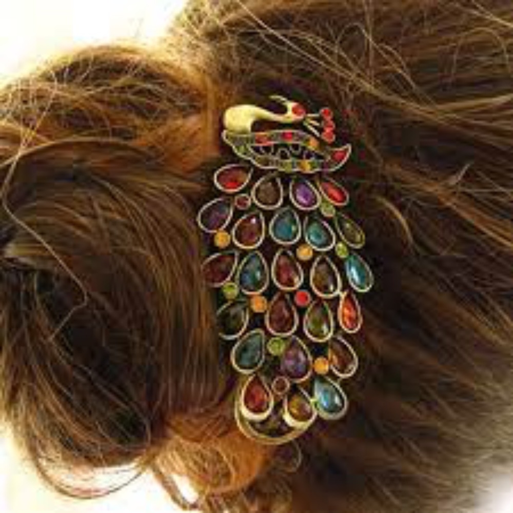 Vintage Look Peacock Hair Clip NWT